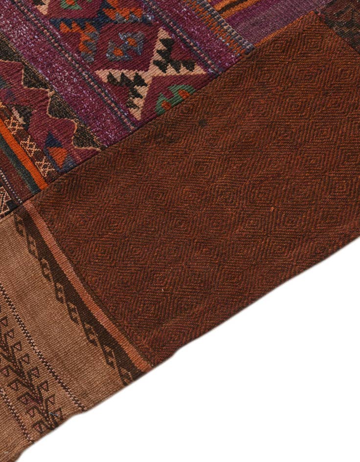 Detail image of  5' 4 x 8' 1  Hand Woven Kilim Patchwork Wool Rug