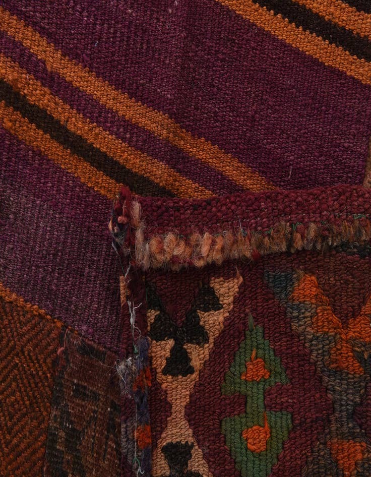 Detail image of  5' 4 x 8' 1  Hand Woven Kilim Patchwork Wool Rug