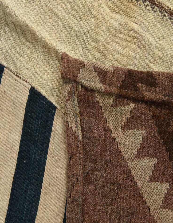 Detail image of  5' 2 x 7' 9  Hand Woven Kilim Patchwork Wool Rug