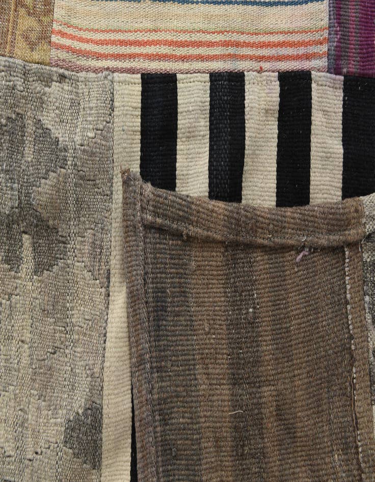 Detail image of  6' 5 x 9' 7  Hand Woven Kilim Patchwork Wool Rug