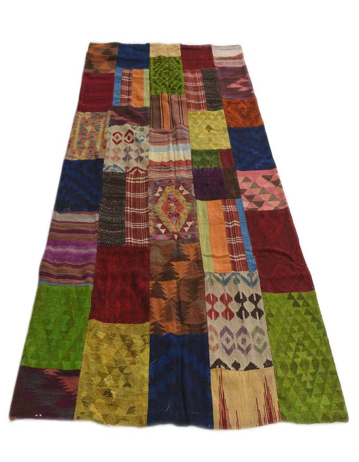 Detail image of  5' 8 x 8' 1  Hand Woven Kilim Patchwork Wool Rug