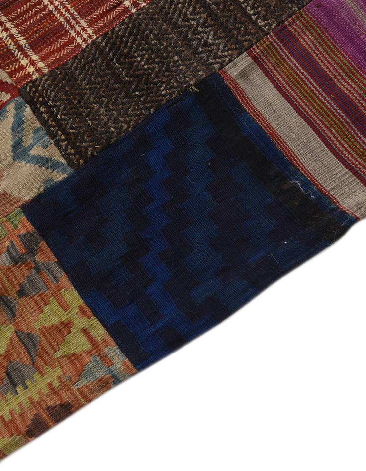Detail image of  5' 8 x 8' 1  Hand Woven Kilim Patchwork Wool Rug