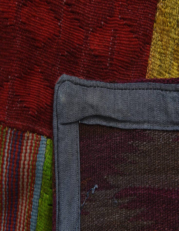 Detail image of  5' 8 x 8' 1  Hand Woven Kilim Patchwork Wool Rug