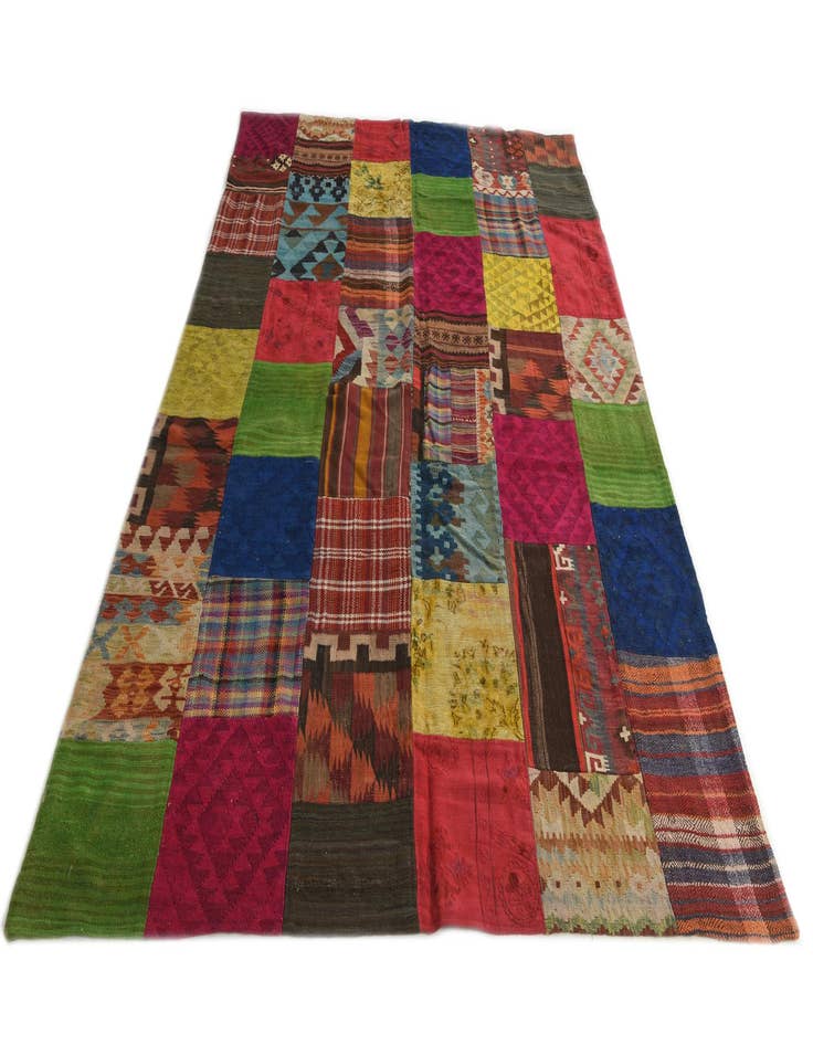 Detail image of  6' 7 x 9' 7  Hand Woven Kilim Patchwork Wool Rug