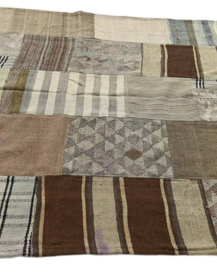 Detail image of  5' 4 x 9' 2  Hand Woven Kilim Patchwork Wool Rug