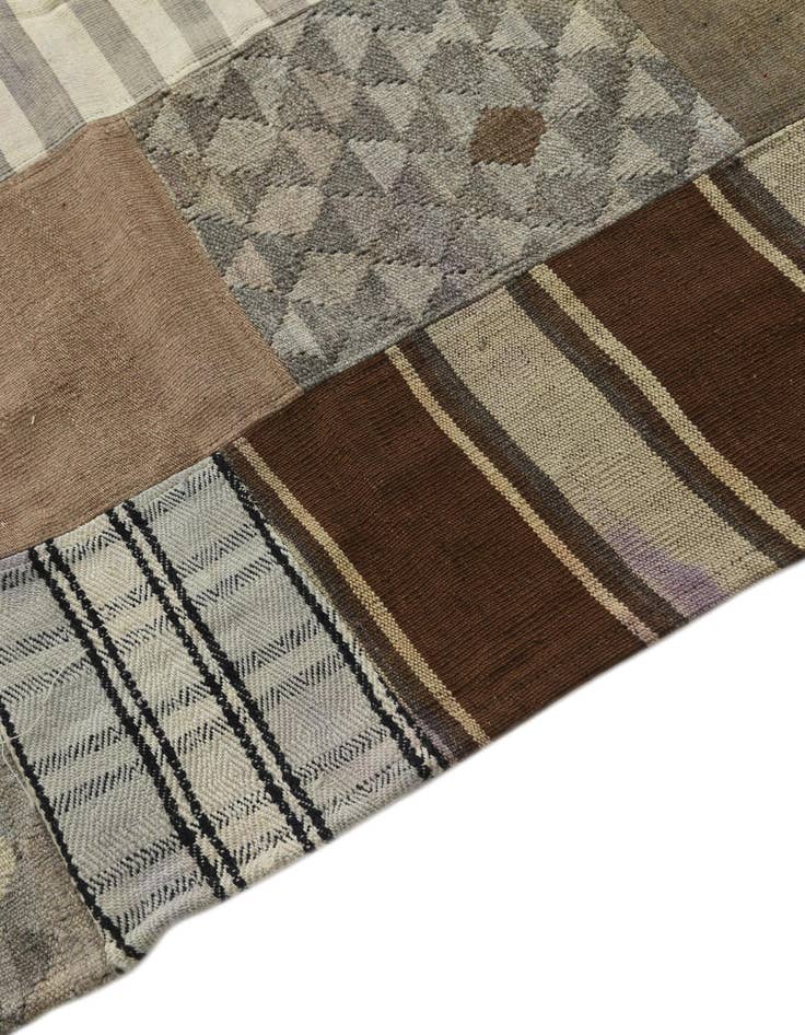 Detail image of  5' 4 x 9' 2  Hand Woven Kilim Patchwork Wool Rug