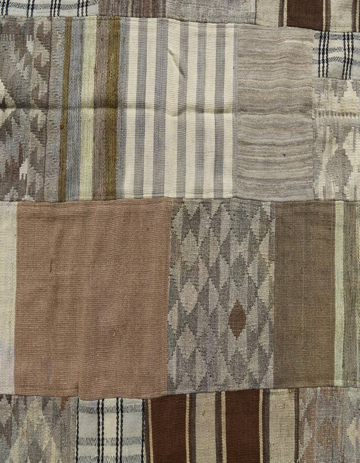 Detail image of  5' 4 x 9' 2  Hand Woven Kilim Patchwork Wool Rug