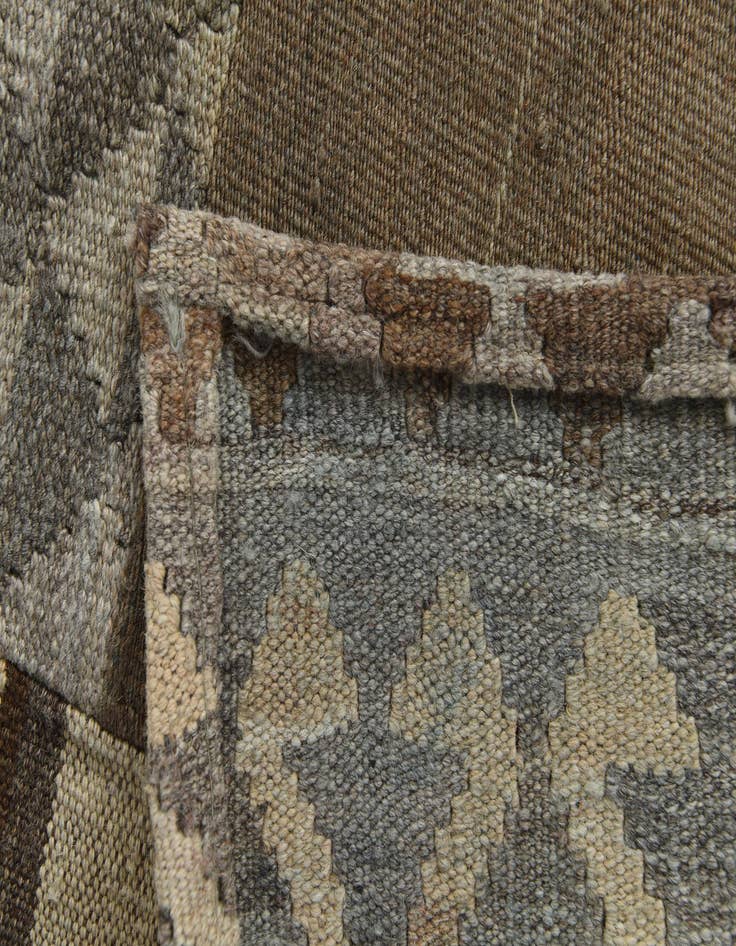 Detail image of  5' 4 x 9' 2  Hand Woven Kilim Patchwork Wool Rug