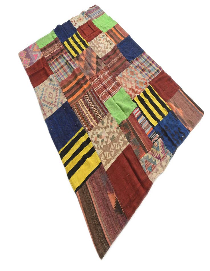 Detail image of  5' 6 x 7' 9  Hand Woven Kilim Patchwork Wool Rug