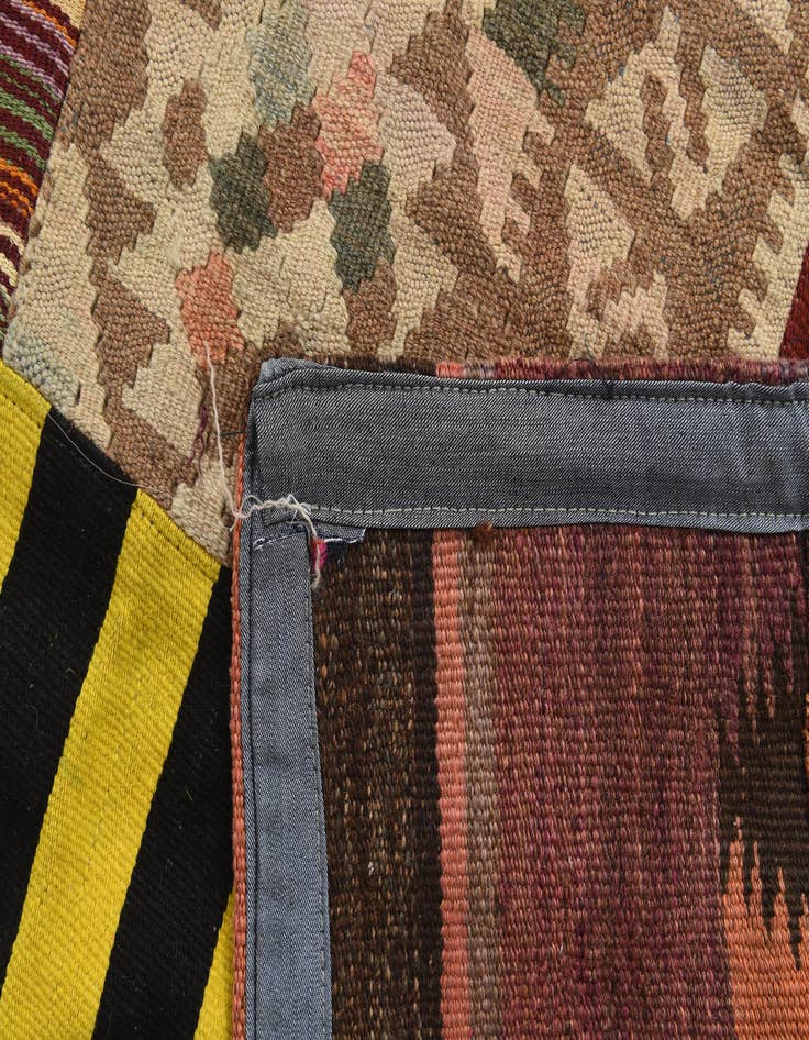 Detail image of  5' 6 x 7' 9  Hand Woven Kilim Patchwork Wool Rug