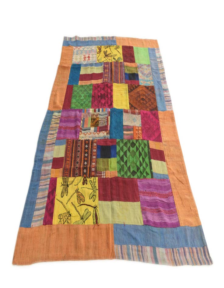 Detail image of  5' 6 x 8'  Hand Woven Kilim Patchwork Wool Rug