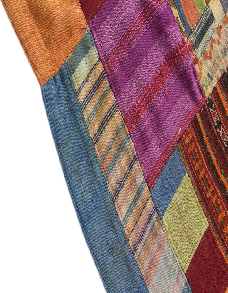 Detail image of  5' 6 x 8'  Hand Woven Kilim Patchwork Wool Rug