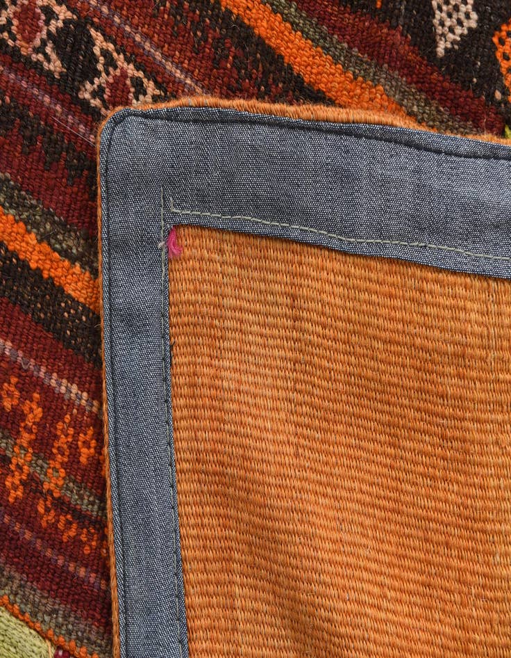 Detail image of  5' 6 x 8'  Hand Woven Kilim Patchwork Wool Rug