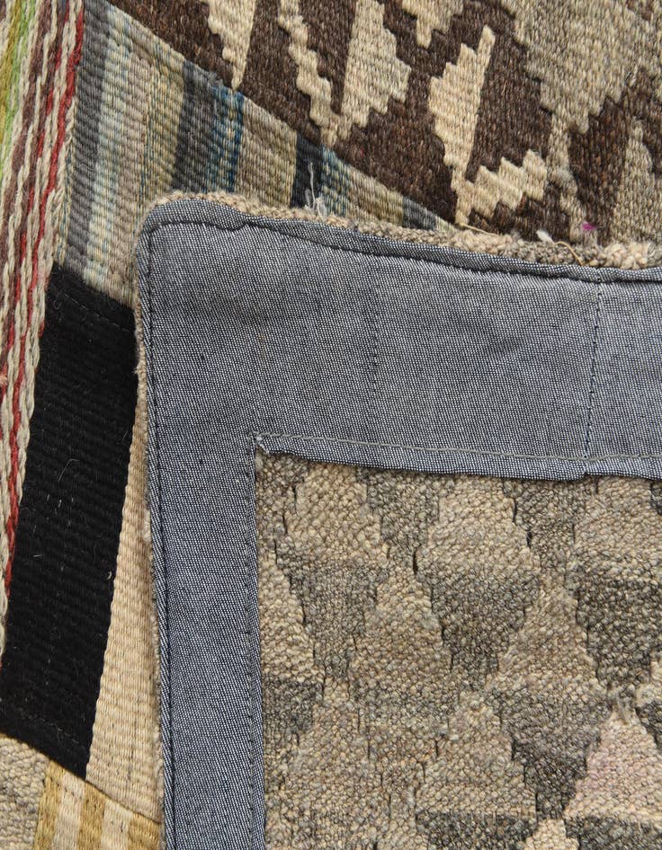 Detail image of  6' 7 x 10'  Hand Woven Kilim Patchwork Wool Rug