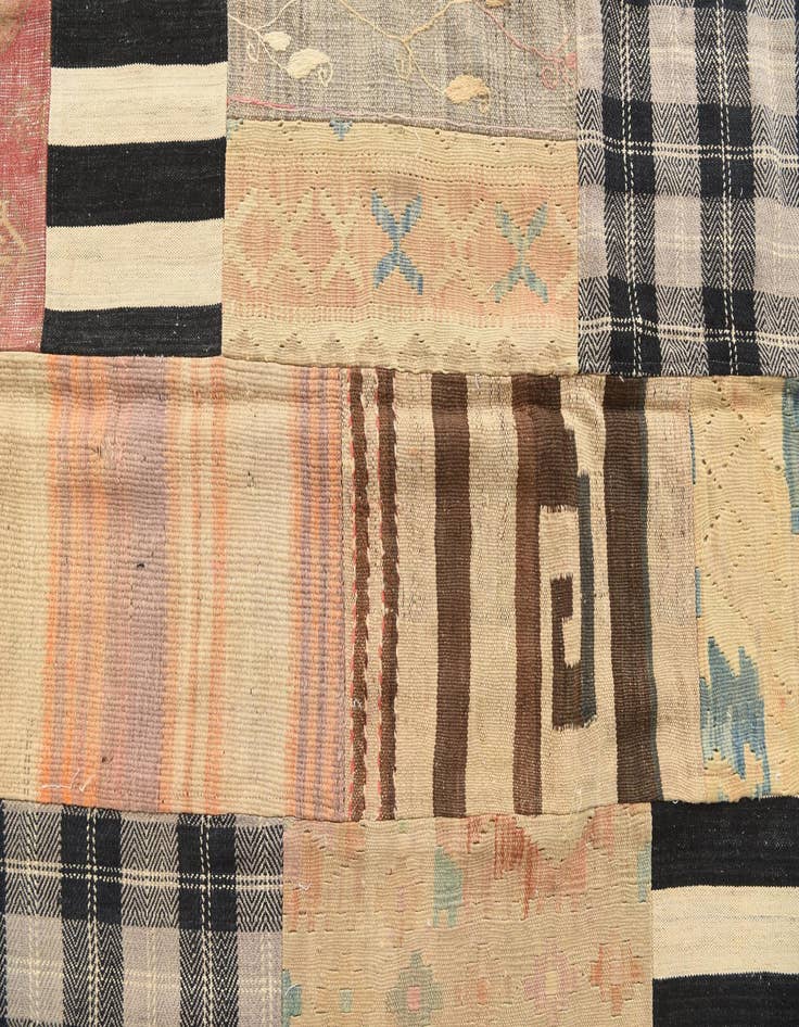 Detail image of  6' 5 x 9' 5  Hand Woven Kilim Patchwork Wool Rug