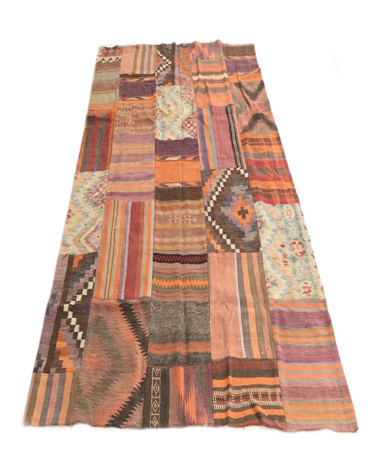 Detail image of  5' 3 x 7' 10  Hand Woven Kilim Patchwork Wool Rug