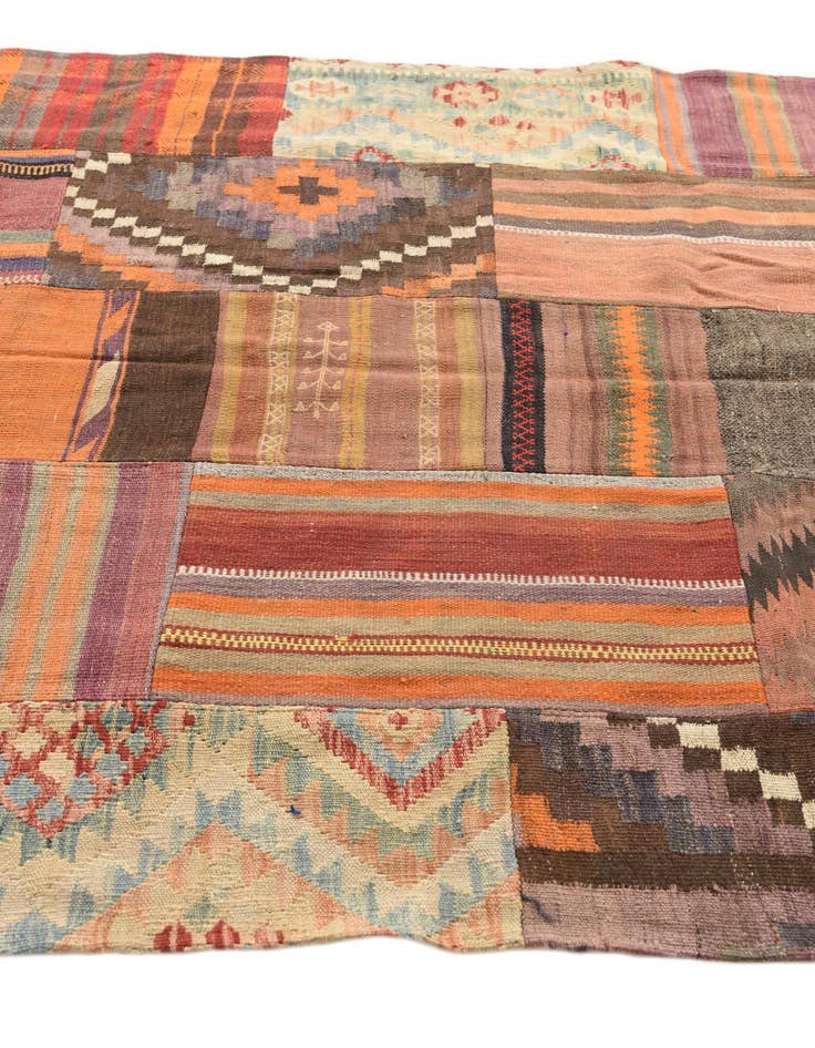 Detail image of  5' 3 x 7' 10  Hand Woven Kilim Patchwork Wool Rug
