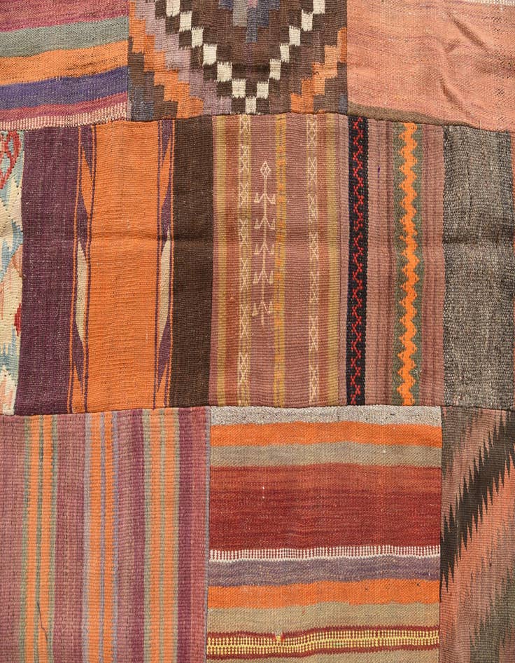 Detail image of  5' 3 x 7' 10  Hand Woven Kilim Patchwork Wool Rug