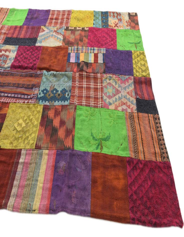 Detail image of  6' 9 x 10'  Hand Woven Kilim Patchwork Wool Rug