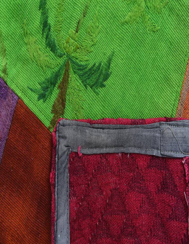 Detail image of  6' 9 x 10'  Hand Woven Kilim Patchwork Wool Rug