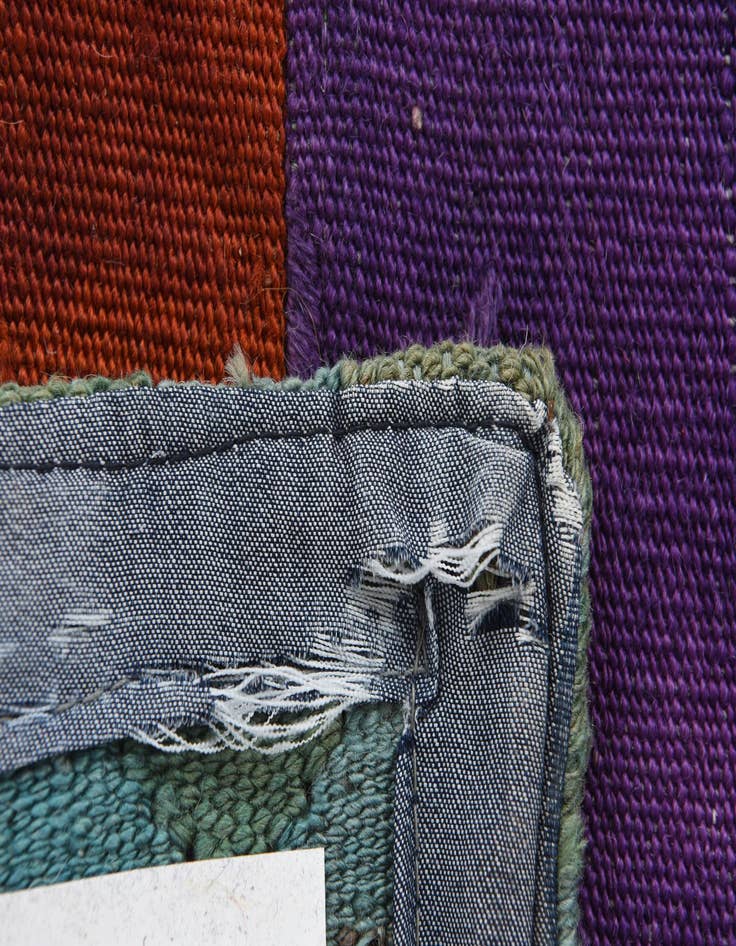 Detail image of  6' 9 x 10'  Hand Woven Kilim Patchwork Wool Rug