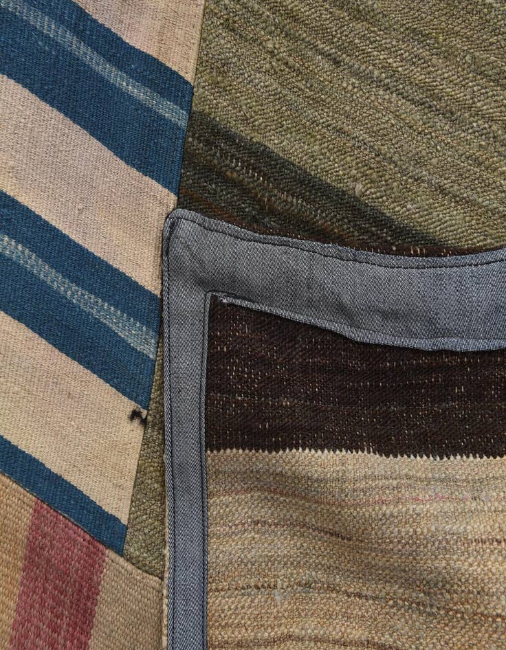 Detail image of  6' 6 x 10'  Hand Woven Kilim Patchwork Wool Rug