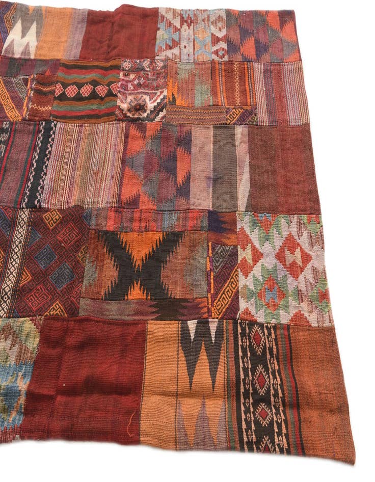 Detail image of  4' x 6'  Hand Woven Kilim Patchwork Wool Rug