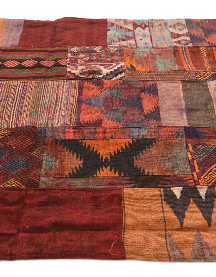 Detail image of  4' x 6'  Hand Woven Kilim Patchwork Wool Rug