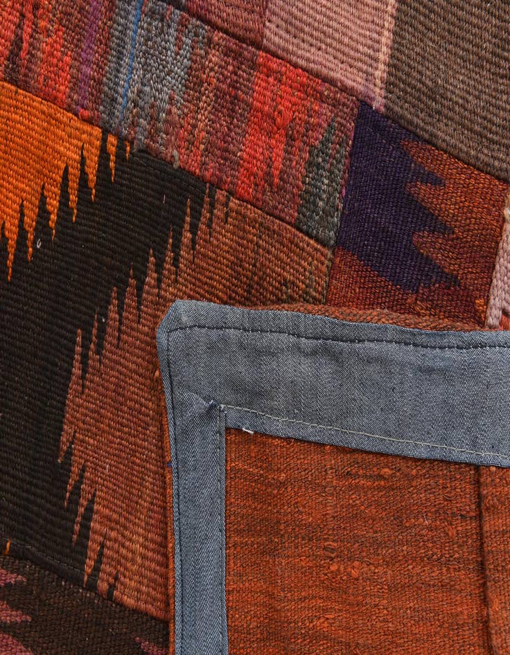 Detail image of  4' x 6'  Hand Woven Kilim Patchwork Wool Rug