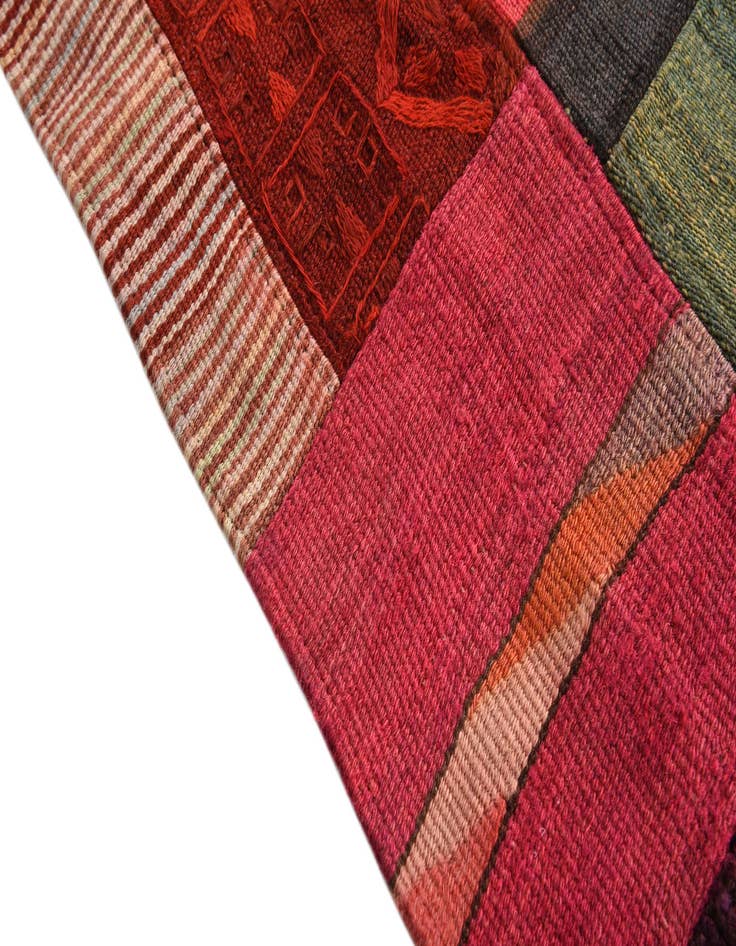 Detail image of  4' 1 x 5' 10  Hand Woven Kilim Patchwork Wool Rug