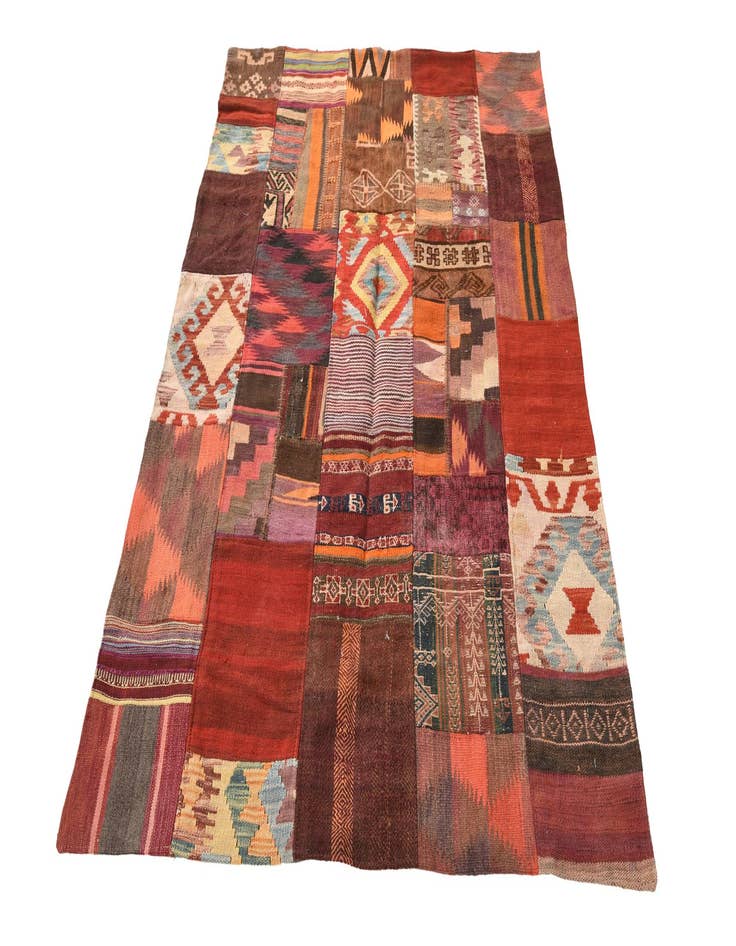 Detail image of  4' x 6'  Hand Woven Kilim Patchwork Wool Rug