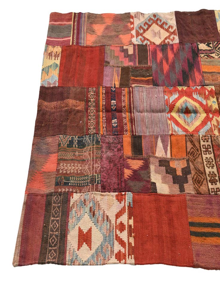 Detail image of  4' x 6'  Hand Woven Kilim Patchwork Wool Rug
