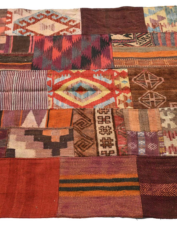 Detail image of  4' x 6'  Hand Woven Kilim Patchwork Wool Rug
