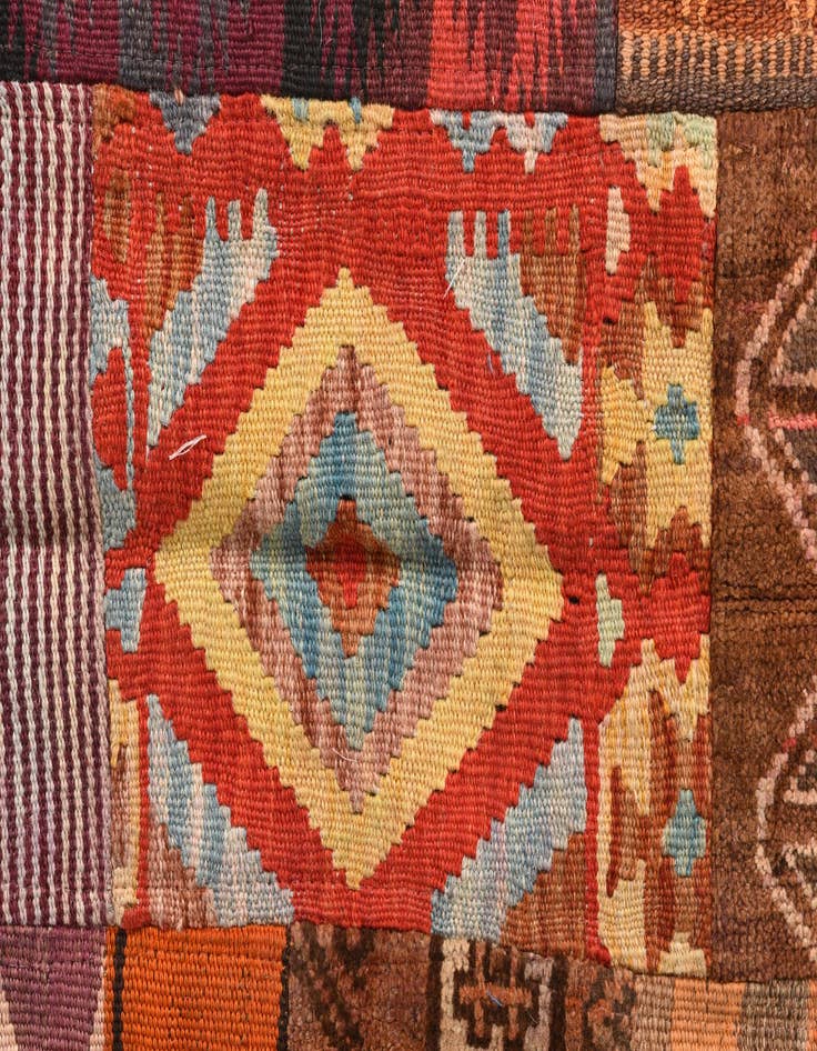 Detail image of  4' x 6'  Hand Woven Kilim Patchwork Wool Rug