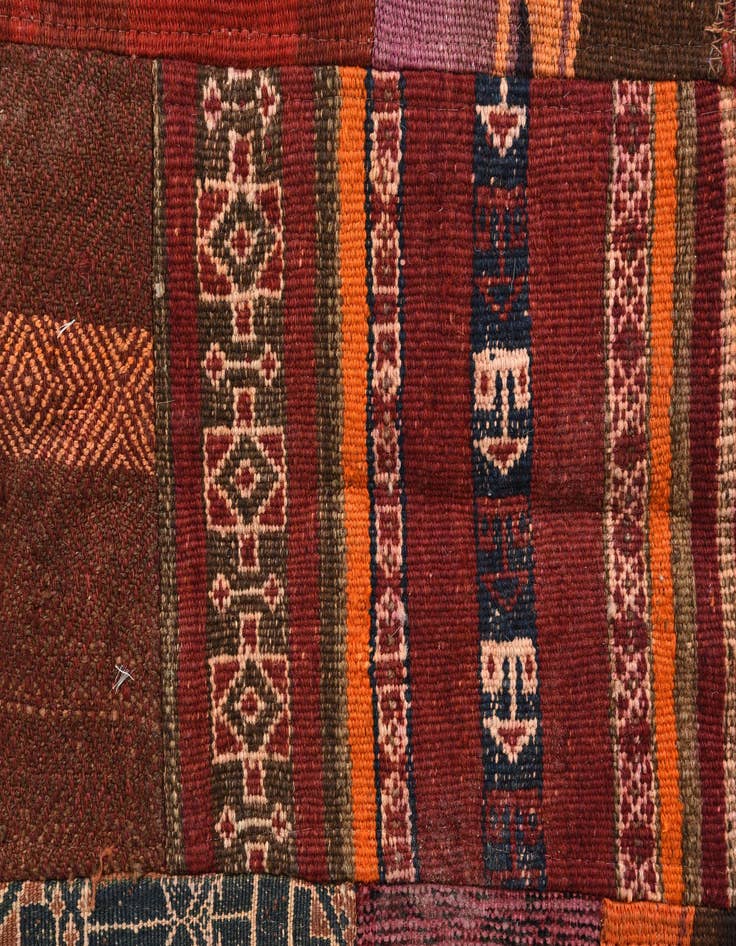 Detail image of  4' x 6'  Hand Woven Kilim Patchwork Wool Rug