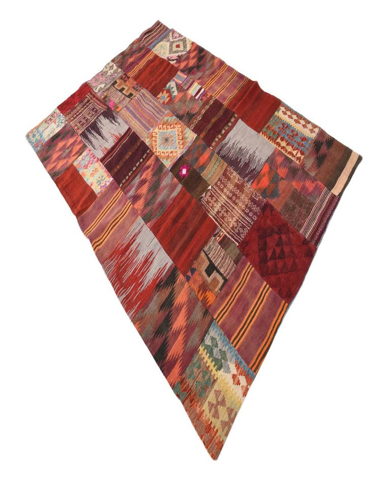 Detail image of  5' 7 x 7' 10  Hand Woven Kilim Patchwork Wool Rug