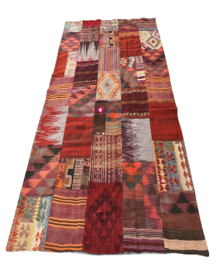Detail image of  5' 7 x 7' 10  Hand Woven Kilim Patchwork Wool Rug