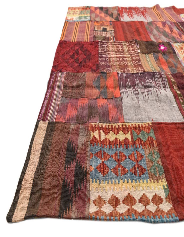 Detail image of  5' 7 x 7' 10  Hand Woven Kilim Patchwork Wool Rug
