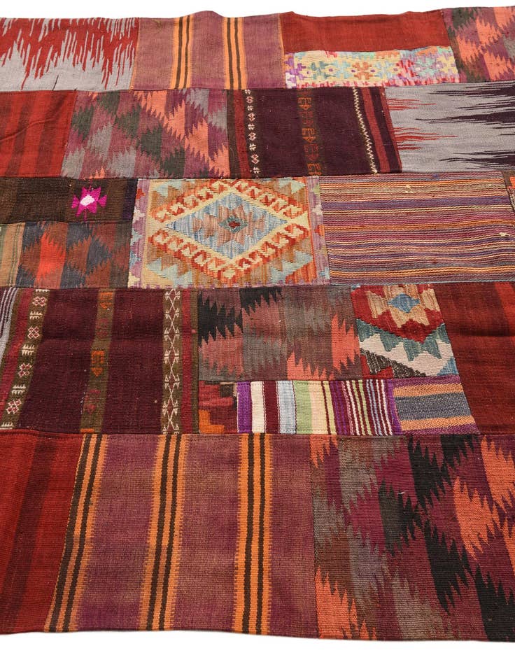 Detail image of  5' 7 x 7' 10  Hand Woven Kilim Patchwork Wool Rug