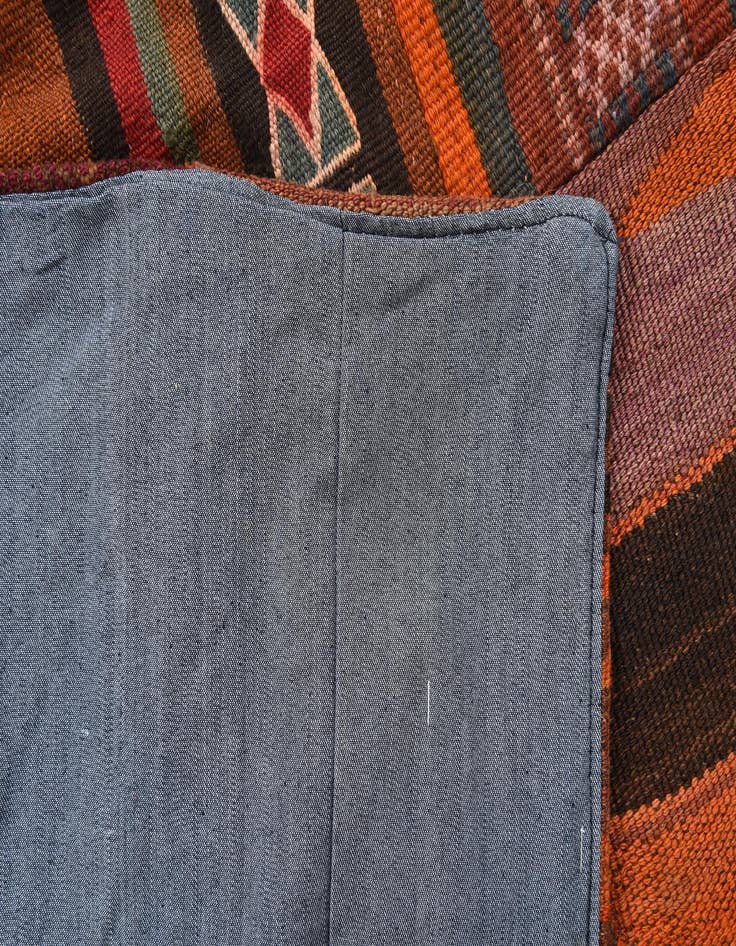 Detail image of  3' 10 x 5' 10  Hand Woven Kilim Patchwork Wool Rug