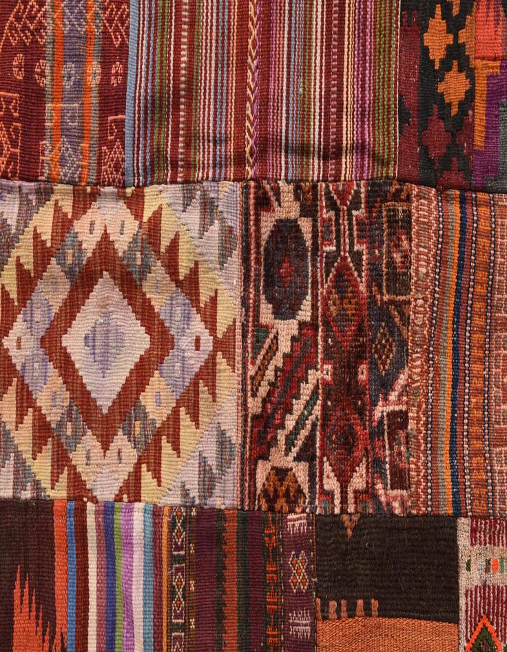 Detail image of  4' 1 x 5' 10  Hand Woven Kilim Patchwork Wool Rug