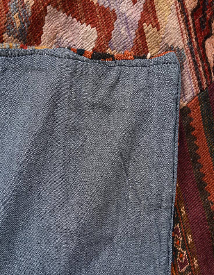 Detail image of  4' 1 x 5' 10  Hand Woven Kilim Patchwork Wool Rug