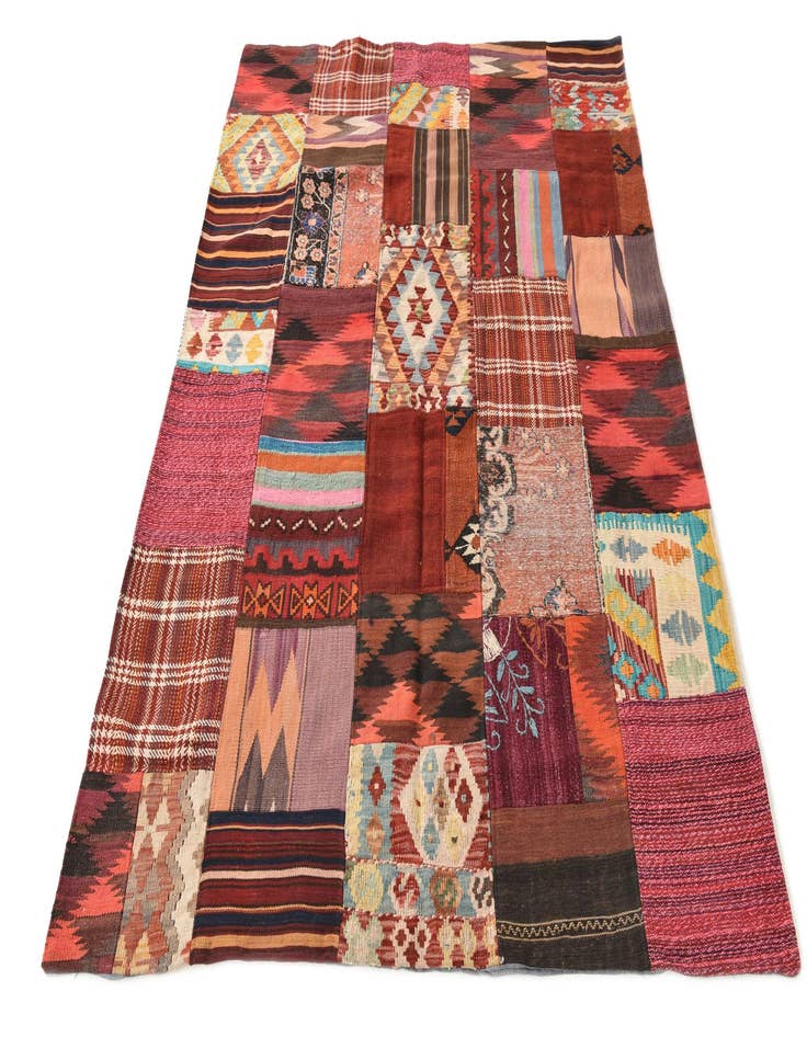 Detail image of  5' x 6' 5  Hand Woven Kilim Patchwork Wool Rug