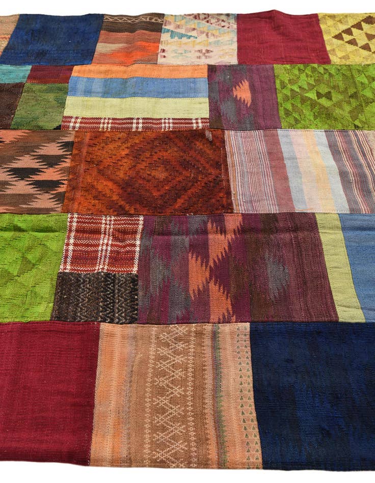 Detail image of  5' 9 x 7' 6  Hand Woven Kilim Patchwork Wool Rug