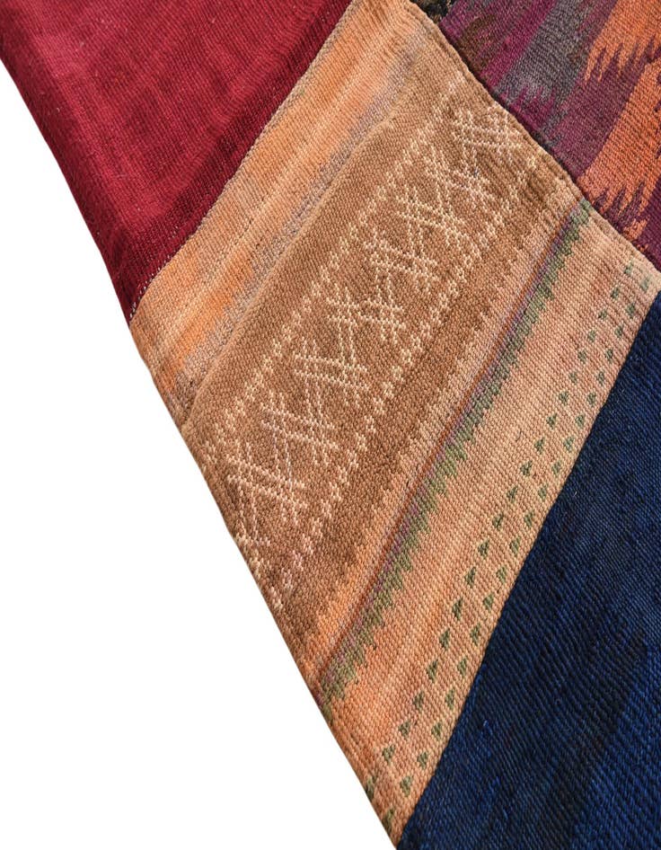 Detail image of  5' 9 x 7' 6  Hand Woven Kilim Patchwork Wool Rug