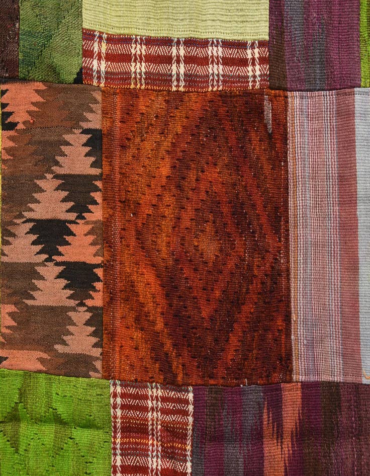 Detail image of  5' 9 x 7' 6  Hand Woven Kilim Patchwork Wool Rug