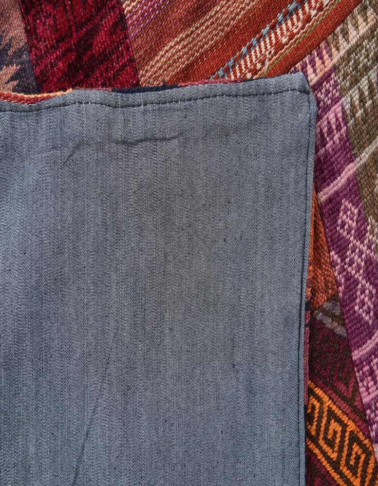 Detail image of  4' 1 x 6'  Hand Woven Kilim Patchwork Wool Rug