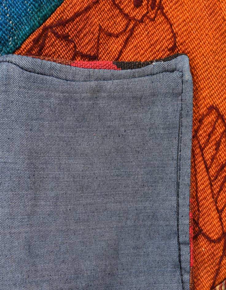 Detail image of  2' 2 x 4' 2  Hand Woven Kilim Patchwork Wool Rug