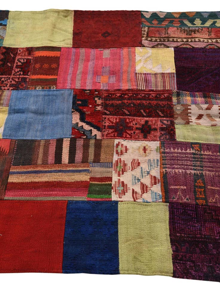 Detail image of  4' x 6'  Hand Woven Kilim Patchwork Wool Rug