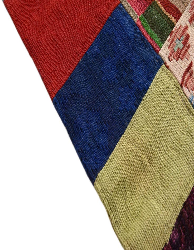 Detail image of  4' x 6'  Hand Woven Kilim Patchwork Wool Rug